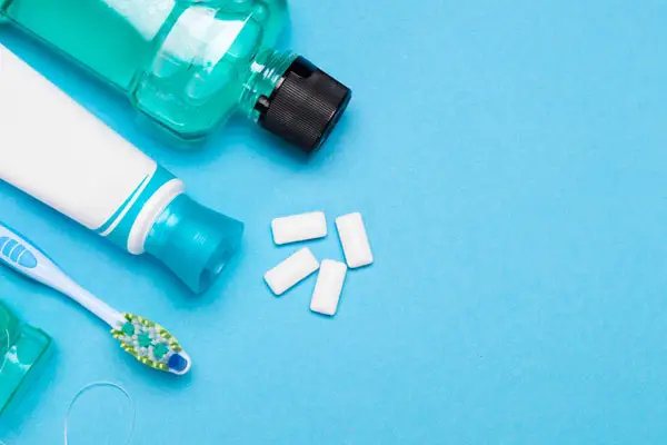 toothbrush, toothpaste, mouthwash, and mints